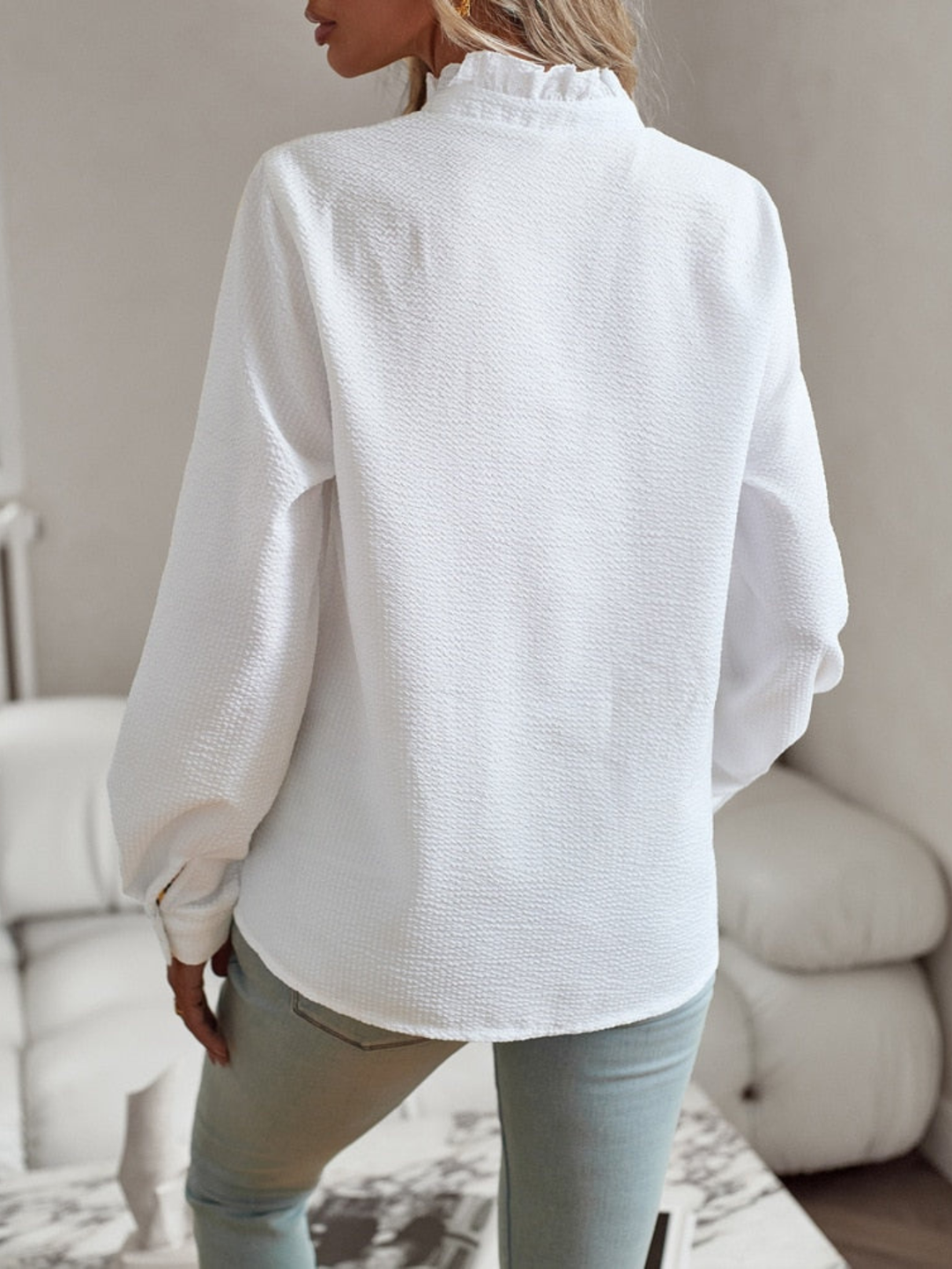 Women’s Blouse | Ruffle Front Button
