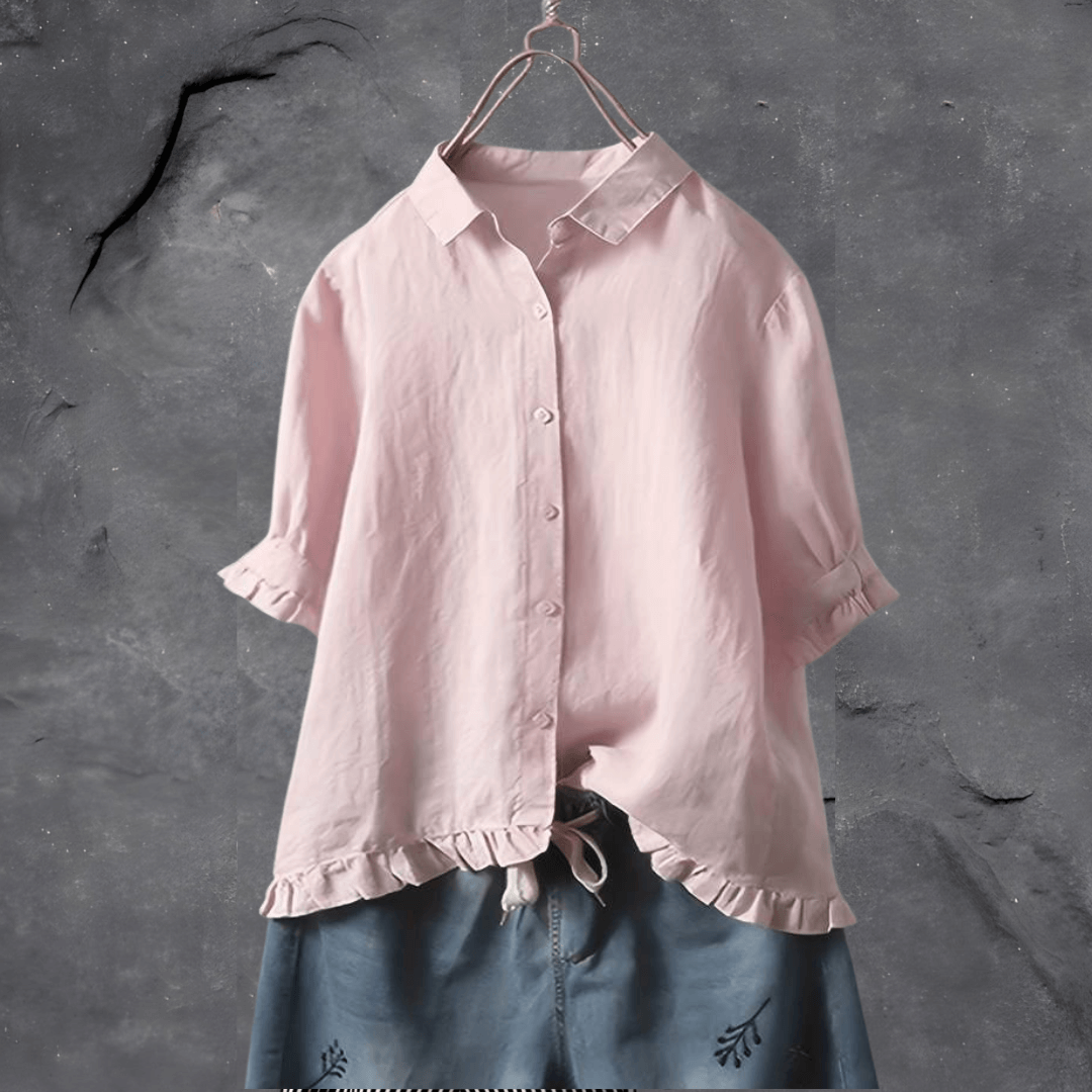 Women’s Blouse | Collared Ruffled Hem