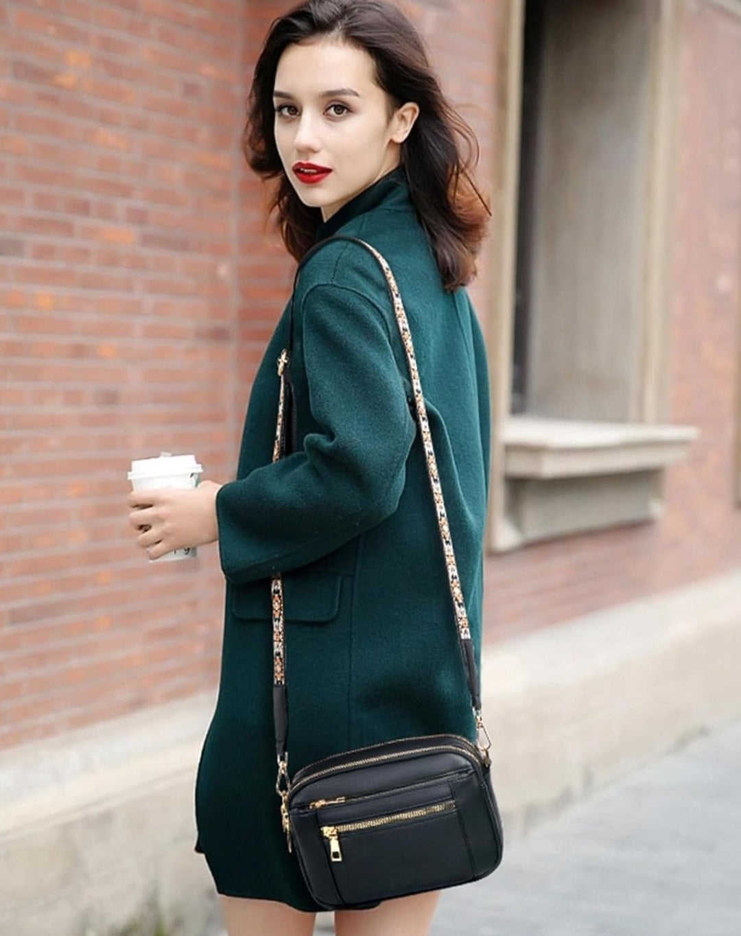 Erikka | Elegant crossbody bag with patterned adjustable strap