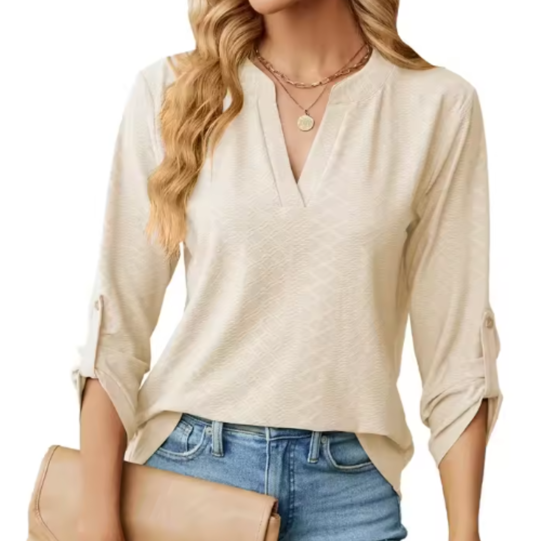 Women’s Blouse | Textured V-Neck