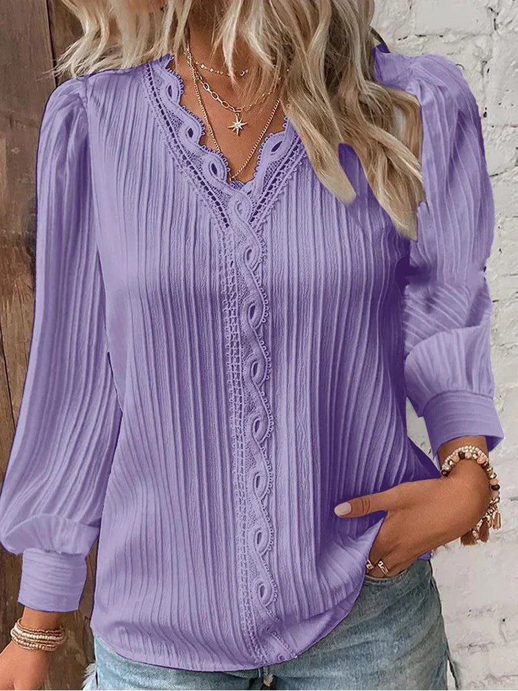 Women's Blouse | Textured V-Neck Detail