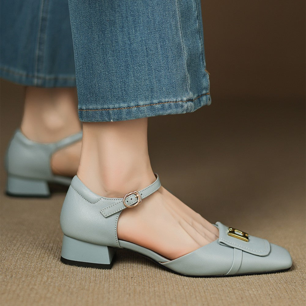 Aveline Buckle Leather Mary-Janes