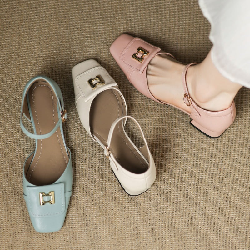 Aveline Buckle Leather Mary-Janes
