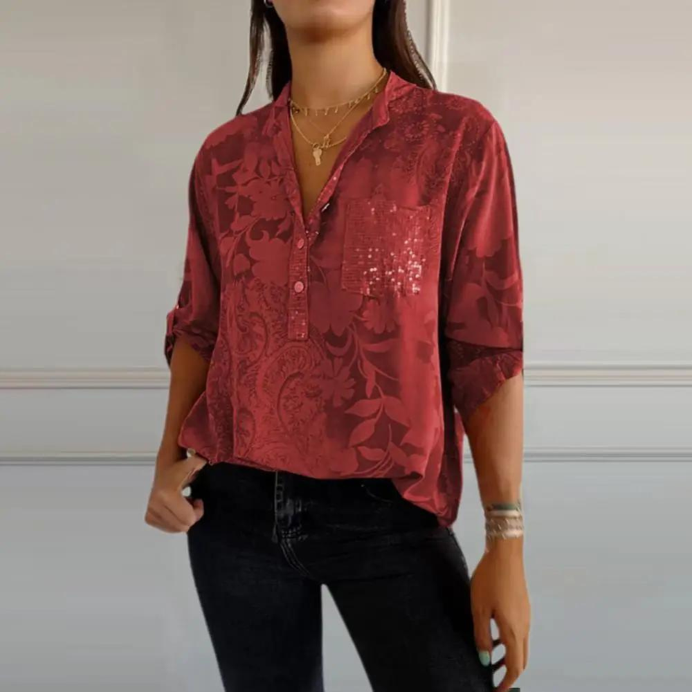 Women’s Blouse | Floral Pattern Collared