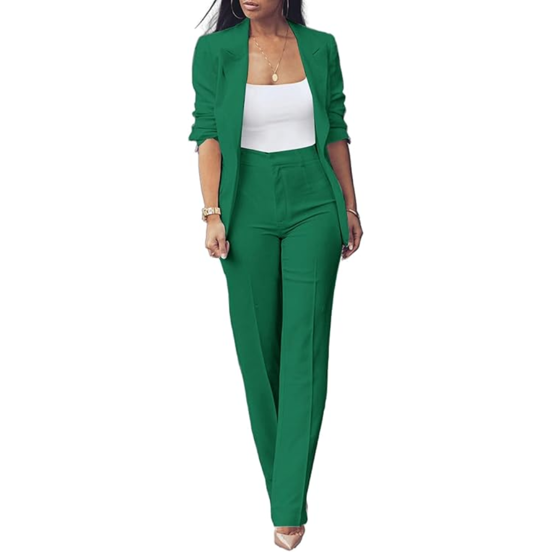 Women's Open Blazer and Slim Trousers Set for Work