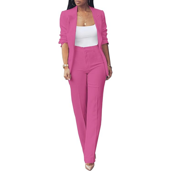 Women's Open Blazer and Slim Trousers Set for Work