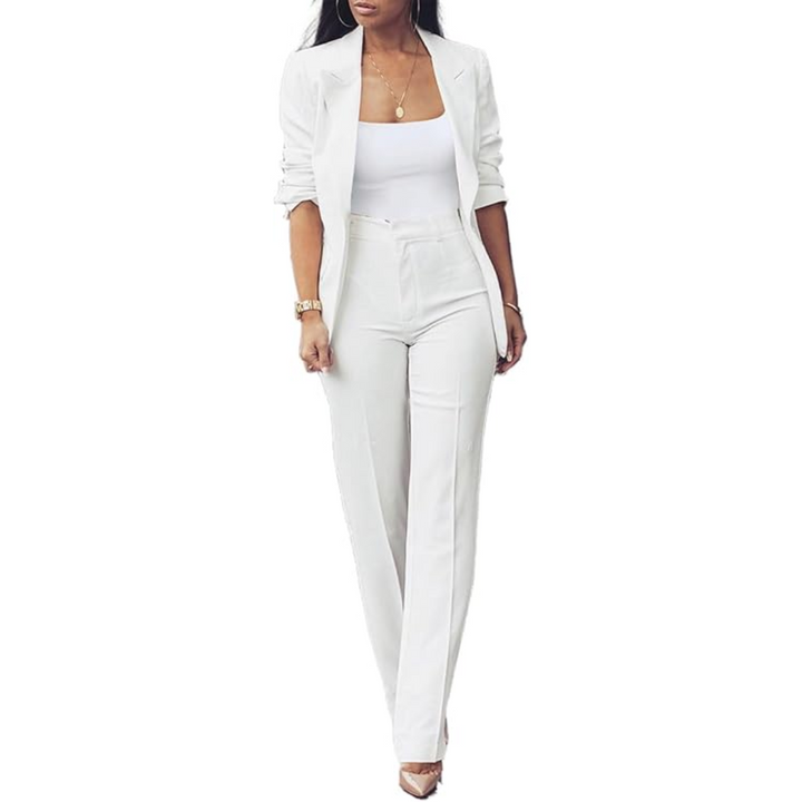 Women's Open Blazer and Slim Trousers Set for Work