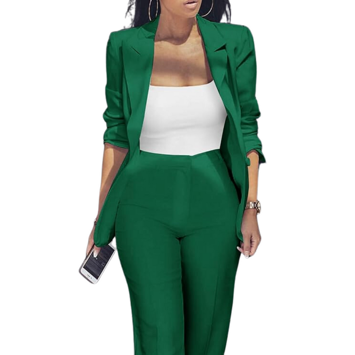 Women's Open Blazer and Slim Trousers Set for Work