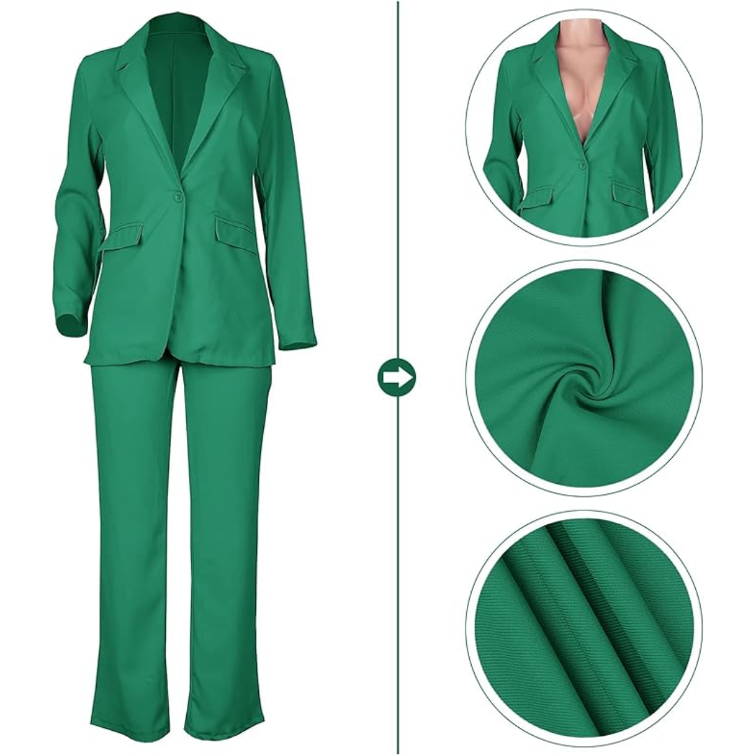 Women's Open Blazer and Slim Trousers Set for Work