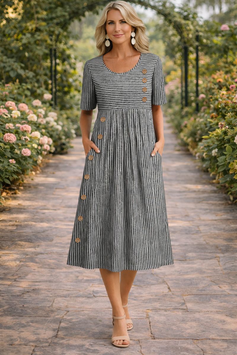 Wanda Striped Midi Dress