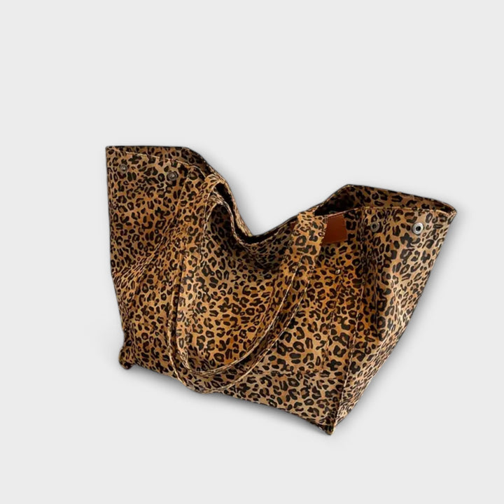 Elegant Leopard Print Canvas Shoulder Bag