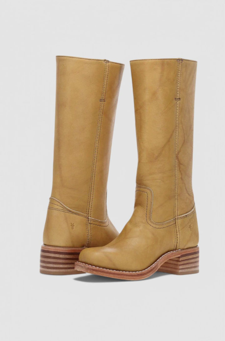 Geraldine | Women's Leather Look Stacked-Heel Knee-High Boots