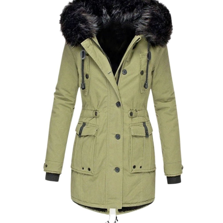 Karen | Women's Thick Faux Fur Hooded Drawstring Waist Parka Coat