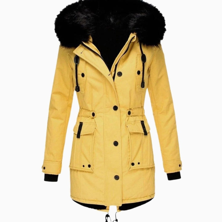 Karen | Women's Thick Faux Fur Hooded Drawstring Waist Parka Coat