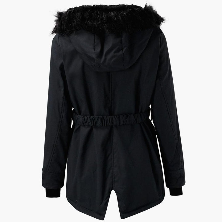 Karen | Women's Thick Faux Fur Hooded Drawstring Waist Parka Coat