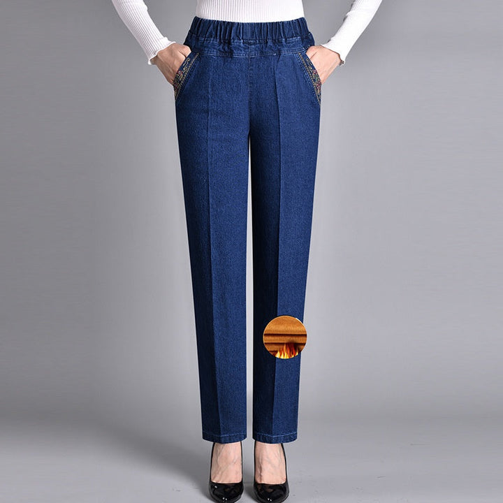 HARPER – HIGH-WAIST ELASTIC DENIM TROUSERS