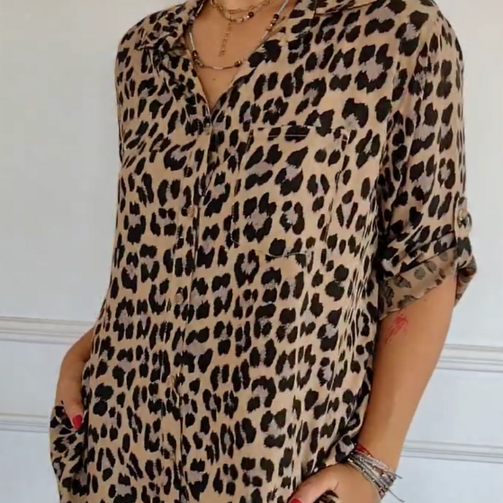 Women’s Blouse | V-Neck Leopard Print