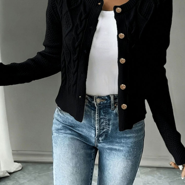 Grace | Women's Cable-Knit Button-Front Cropped Cardigan