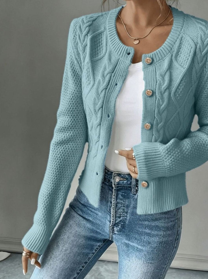 Grace | Women's Cable-Knit Button-Front Cropped Cardigan