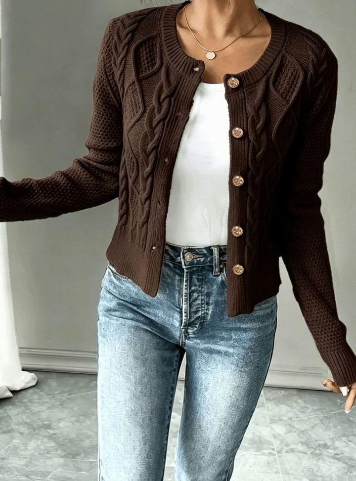 Grace | Women's Cable-Knit Button-Front Cropped Cardigan