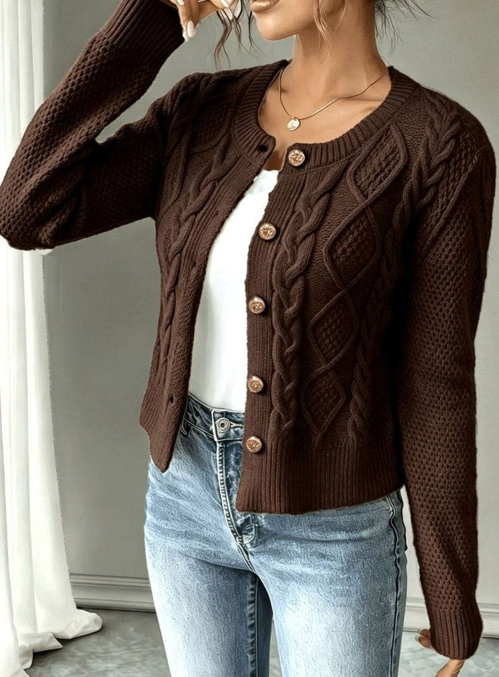 Grace | Women's Cable-Knit Button-Front Cropped Cardigan