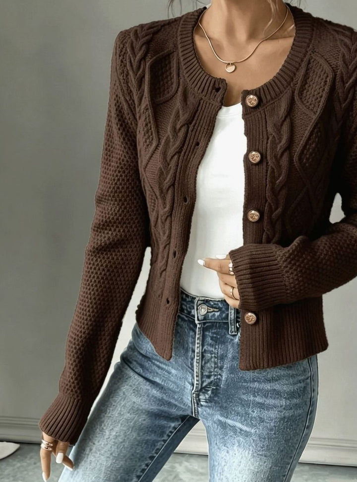 Grace | Women's Cable-Knit Button-Front Cropped Cardigan