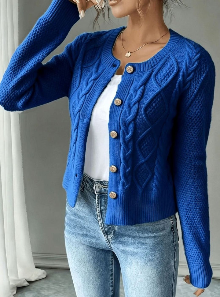 Grace | Women's Cable-Knit Button-Front Cropped Cardigan