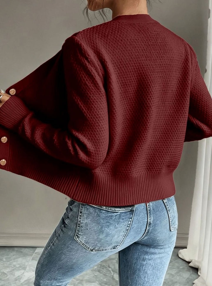 Grace | Women's Cable-Knit Button-Front Cropped Cardigan