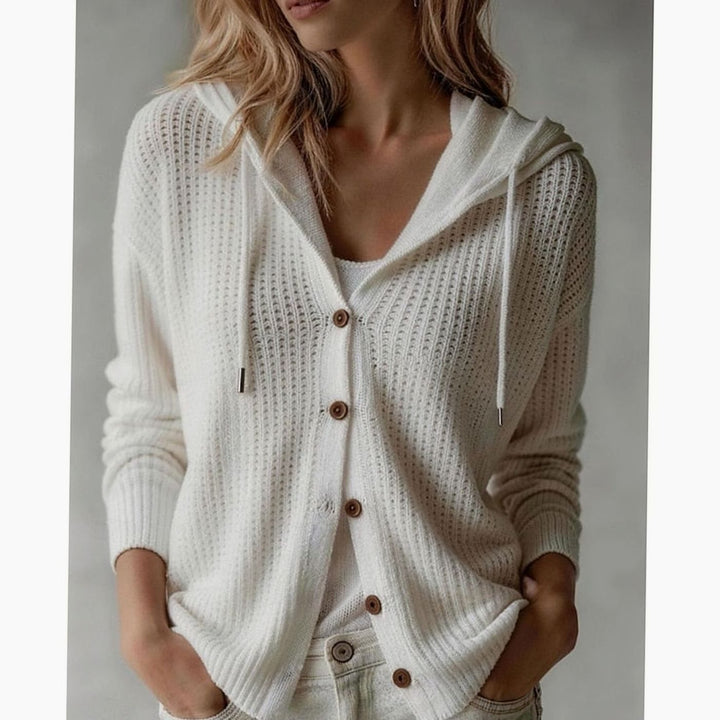 Harper | Women's Hooded Button-Front Waffle-Knit Cardigan
