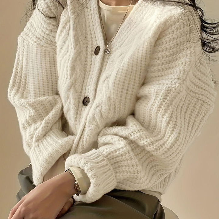 Harper | Women's Oversized Cable-Knit Button-Front Cardigan