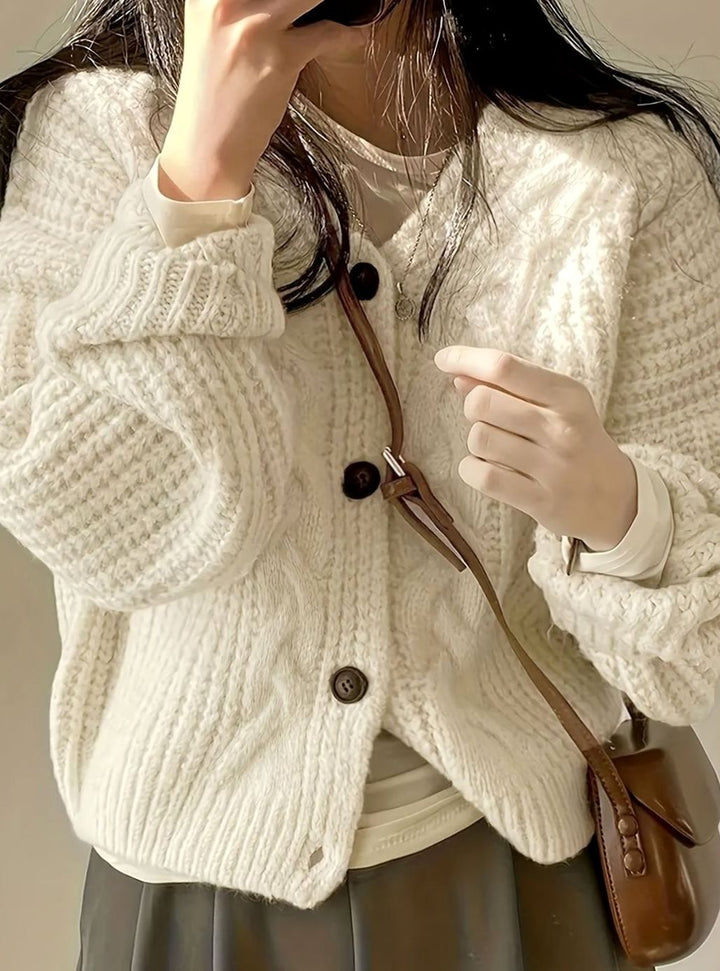 Harper | Women's Oversized Cable-Knit Button-Front Cardigan